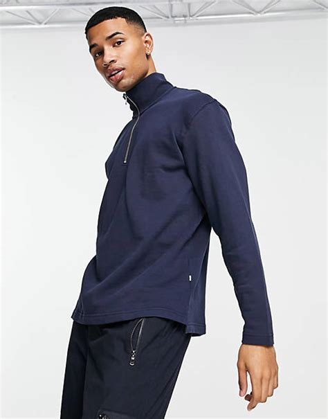 Selected Homme High Neck Sweat In Navy Asos