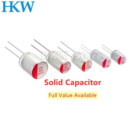 10pcs Solid Electrolytic Capacitor Dip Low Esr 6 3v 10v 16v 25v 35v 50v