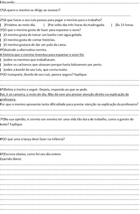 Atividade Genero Textual Diario 3 Ano