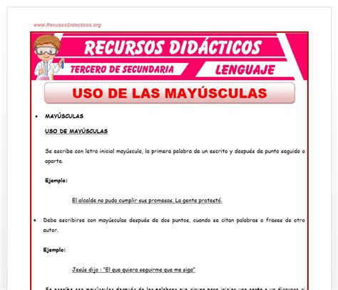 Uso De Mayusculas Ejercicios Para Imprimir Practicar La