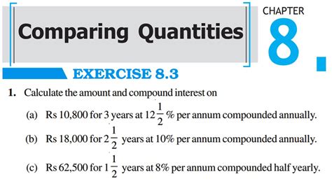 Chapter 8 Comparing Quantities Part 1 Exercise 8 3 And Basic Class 8 Maths Rbse Cbse Ncert