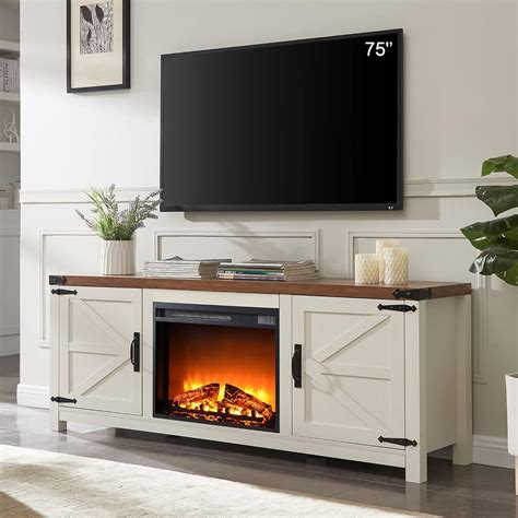 Amazon Fireplace TV Stand For 75 Inch TV Farmhouse Barn Door