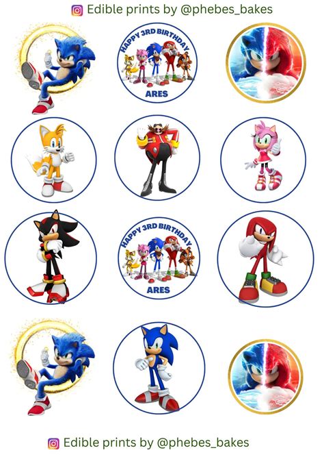 Sonic Hedgehog Toppers Sonic Cupcake Toppers Edible Toppers Etsy