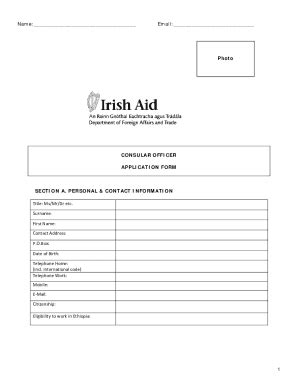 Fillable Online 1 CONSULAR OFFICER APPLICATION FORM SECTION A Fax