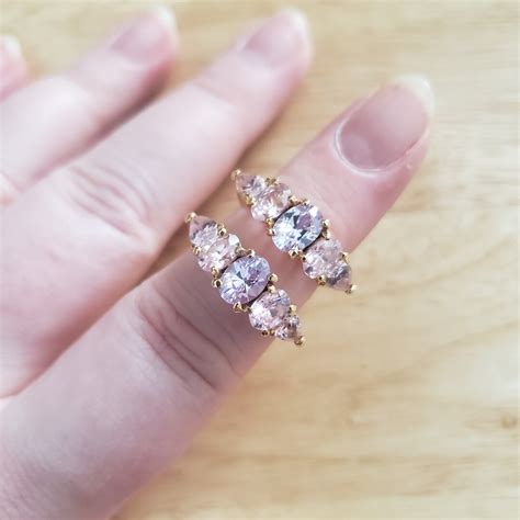 One Vintage Pink And Purple Faux Diamond Ring Kt Ge Size Or