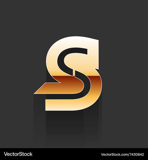 Gold letter s shape logo element Royalty Free Vector Image