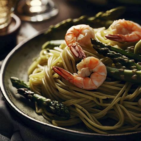 Spaghetti mit grünem Spargel und Garnelen Gesund gut Essen