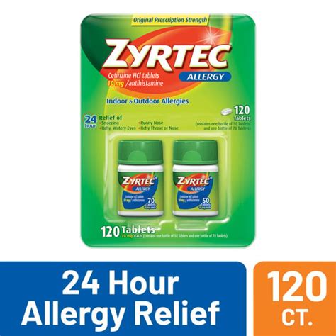 Sams Club Zyrtec 24 Hour Allergy Relief Tablets With 10 Mg Cetirizine