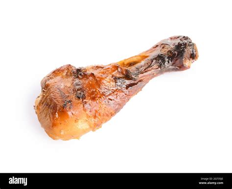 Roasted chicken leg on white background Stock Photo - Alamy