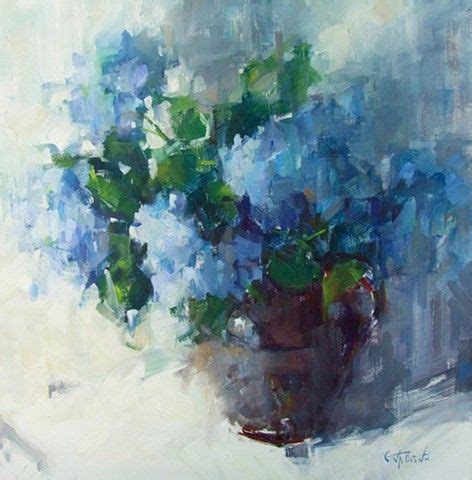 Impressionistic Painting Of Blue Hydrangeas Oil Painting By