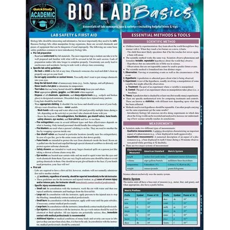 Barcharts Bio Lab Basics Laminated Study Guide