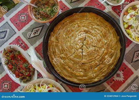 Macedonian Pie - Zelnik - Traditional Food Stock Photo - Image of flour ...