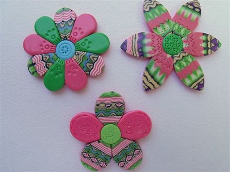 Polymer Clay Refrigerator Magnets Colorful Flower Magnets Etsy Flower Magnets Flower