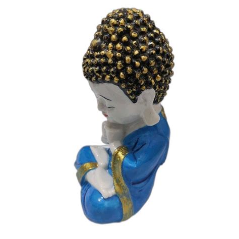 Blue And Red Religious Polyresin Baby Monk Buddha Statue Size