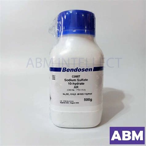 Sodium Sulfate Decahydrate 10h2o Ar 500g Bendosen Abmstoremy