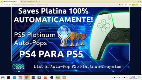 Lista de troféus de platina PS5 Auto Pop Platina instantânea PS4 para