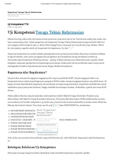 Uji Kompetensi Ttk Organisasi Tenaga Teknis Kefarmasian