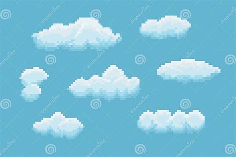 Pixel Art Clouds Stock Vector Illustration Of Banner 83695394