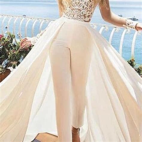 Women Wedding Jumpsuit Bride Detachable Cape Tulle Train Etsy