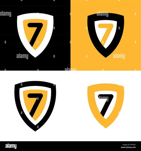 Set of Vector Logo in Black, yellow and white colors. Shield Badge with ...