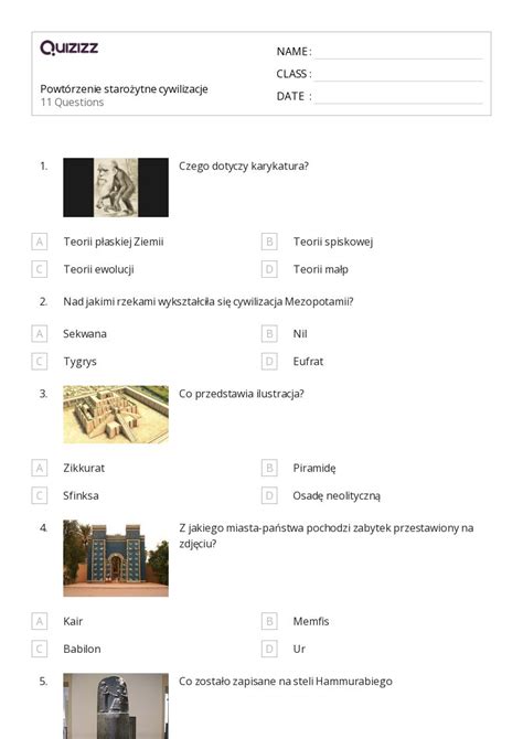 Ponad Historia Staro Ytna Arkuszy Roboczych Dla Klasa W Quizizz