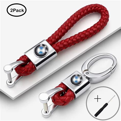 Amazon QBUC 2Pack Genuine Leather Keychain For BMW Key Chain Car