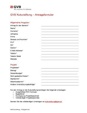 Ausf Llbar Online Gvb Gvb Kulturstiftung Antragsformular Fax Email