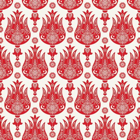 Free Vector Turkish Tulip Seamless Pattern