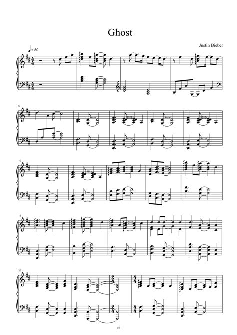 Ghost Arr Mr Lu Lai Sheet Music Justin Bieber Piano And Vocal