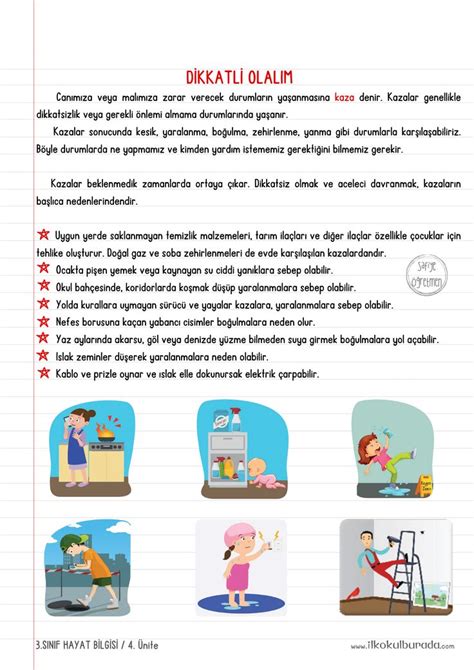 S N F Hayat Bilgisi Dikkatli Olal M Defter Notu Lkokul Burada