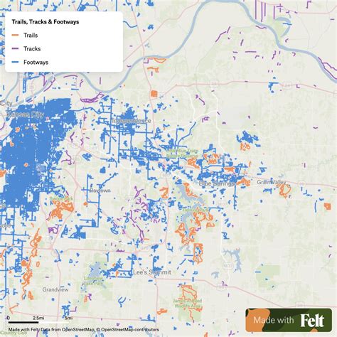 Trails, tracks & footways in Jackson County, Missouri