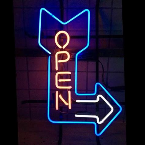 Open Light With Arrow Neon Sign Custom Neon Signs Banner Online