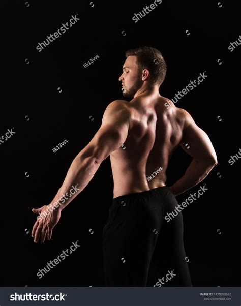 Strong Athletic Man Showes Naked Muscular Stock Photo 1470959672