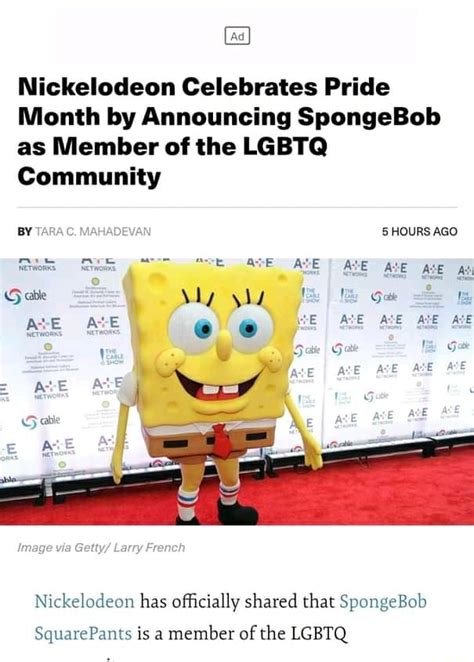 Nickelodeon Celebrates Pride Month By Announcing Spongebob As Member Of The Lgbtq Community