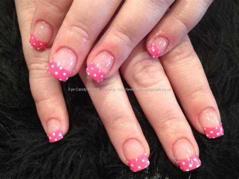 Eye Candy Nails And Training Pink Tips With White Polka Dots Over