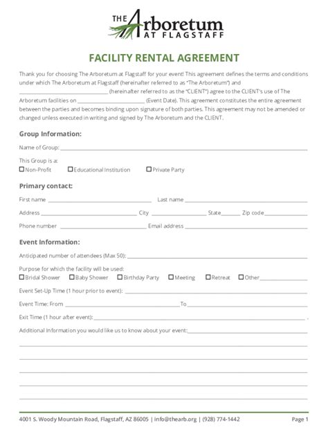 Fillable Online Facility Use Agreement Template 11 8 2016 1 Fax Email