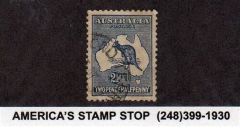 Australia Sc Used Wmk P Dark Blue Kangaroo Map Xf