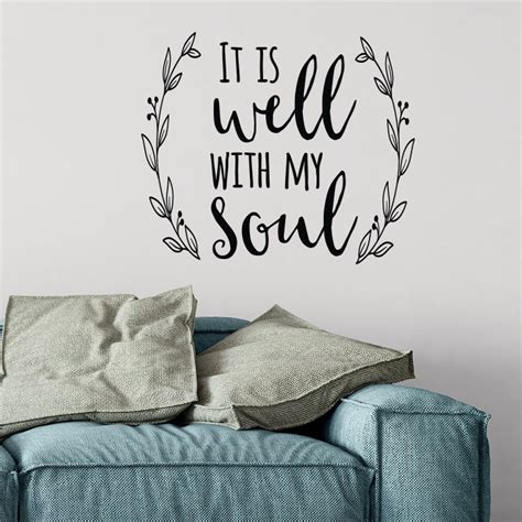 It Is Well With My Soul Vinyl Wall Decal Laurel Wreath Modern Wall Decal