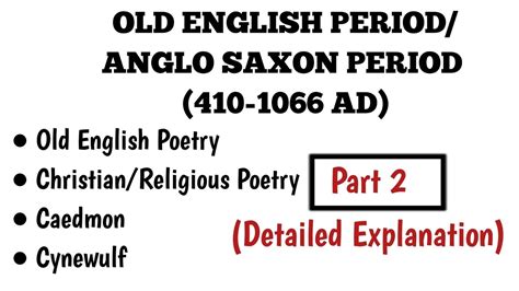 History Of Eng Literature Anglo Saxon Period Part Old English