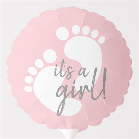 Cute Pink Footprints It's A Girl Baby Shower Balloon | Zazzle | Pink ...