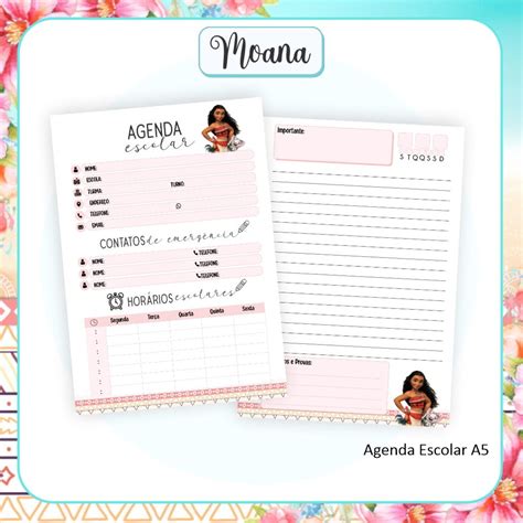 Agenda Escolar Moana Arquivo Digital Elo