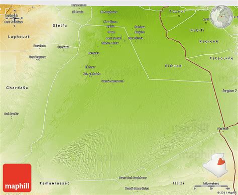 Physical 3D Map of Ouargla