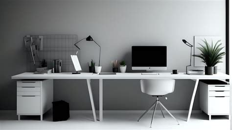 Premium Photo Modern Minimalist Office Setup