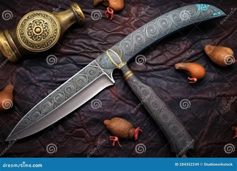 Damascus Steel Blade with Stunning Patterns Stock Illustration ...