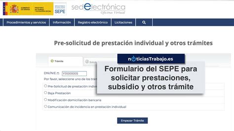 Formulario Pre Solicitud Del Sepe Para Solicitar Prestaciones