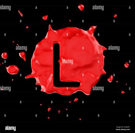 Red Blot L Letter Over Black Background Stock Photo Alamy