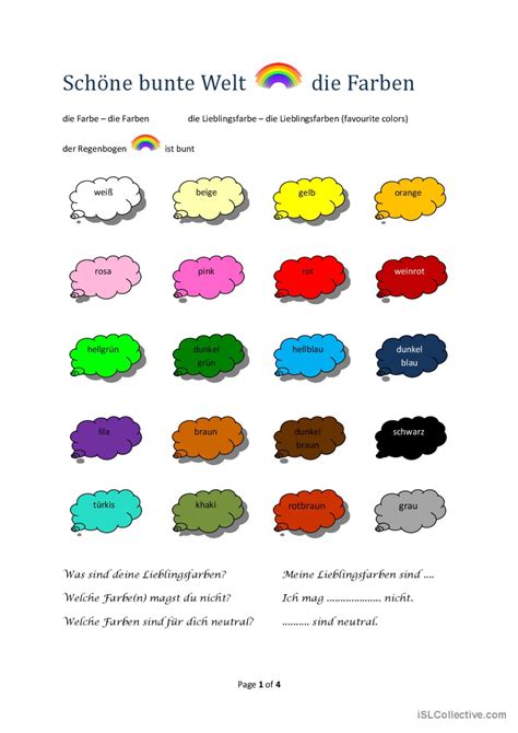 Farben Und Kleidung Allgemein Deutsch Daf Arbeitsbl Tter Pdf Doc