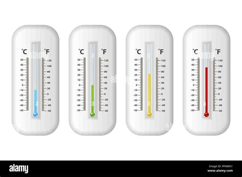 Vector Realistic 3d Celsius And Fahrenheit Meteorology Weather Thermometer Icon Set Closeup