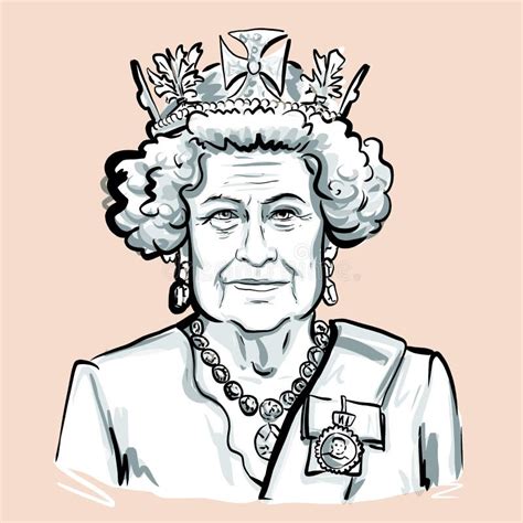 Queen of UK Elizabeth II. Sketch Portrait Drawing Illustration ...