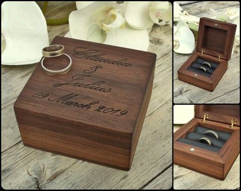 Walnut Ring Bearer Box Ring Box Wedding Engagement Ring Box Wedding